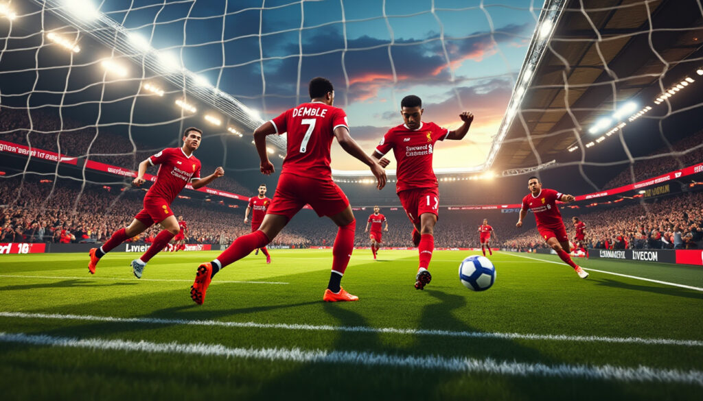 suivez en direct le choc entre liverpool et le psg ! ousmane dembélé ouvre le score, tandis que les reds tentent désespérément de rétablir l'égalité. ne manquez pas cette rencontre palpitante remplie d'actions et d'émotions.