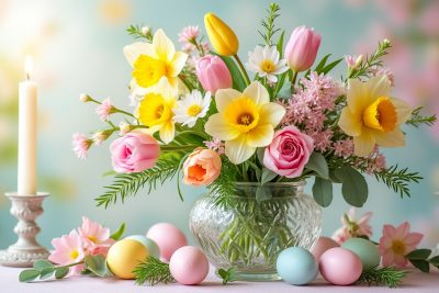 découvrez comment réaliser un magnifique centre de table fleuri pour célébrer pâques avec style. suivez nos conseils et astuces pour confectionner une décoration unique, qui apportera joie et couleur à vos festivités printanières.