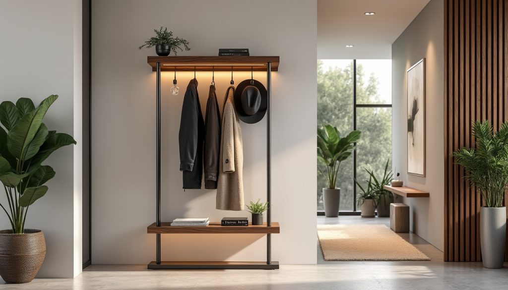 découvrez notre portemanteau élégant, conçu pour sublimer votre hall d'entrée avec style. alliant design raffiné et fonctionnalité, il offre une solution pratique pour organiser vos manteaux et accessoires tout en ajoutant une touche d'élégance à votre décoration intérieure.