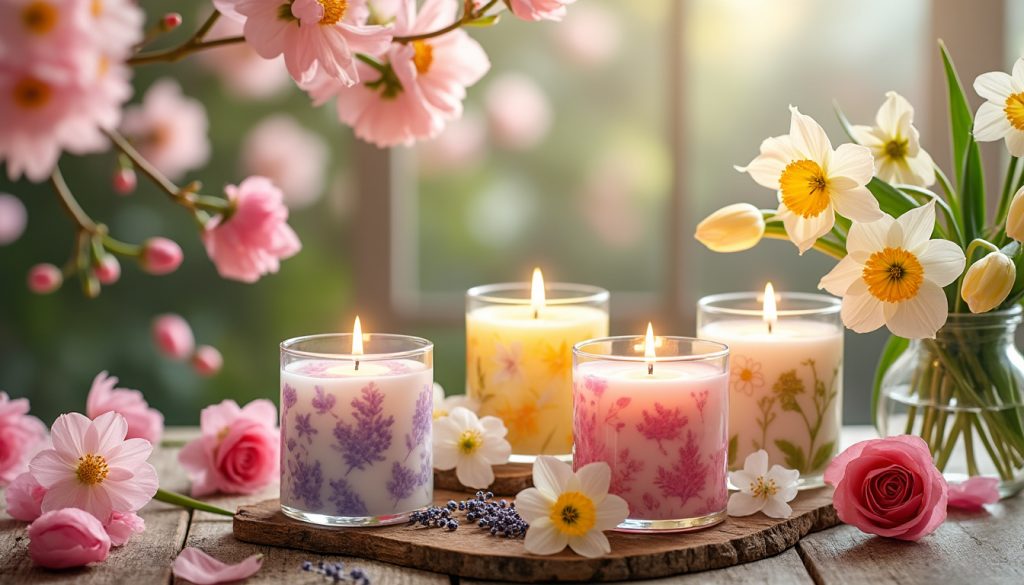 découvrez nos bougies parfumées conçues pour célébrer les fragrances du printemps. éveillez vos sens avec des senteurs florales et fraîches qui insuffleront une ambiance printanière dans votre intérieur. offrez-vous un voyage olfactif plein de douceur et de lumière.