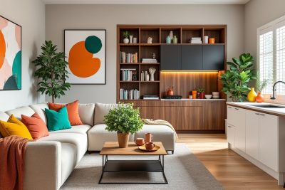 découvrez cet appartement deux pièces de 40m2, où chaque charme est rehaussé par des touches de couleur vibrantes. un espace moderne et accueillant, parfait pour allier confort et style dans un cadre chaleureux.