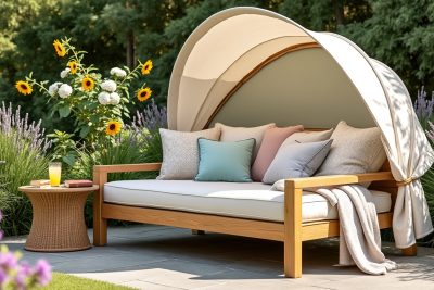 découvrez notre lit de jardin, idéal pour savourer des moments de détente en plein air. offrez-vous le confort ultime avec un design élégant, parfait pour votre jardin ou votre terrasse. profitez du soleil et relaxez-vous comme jamais auparavant!
