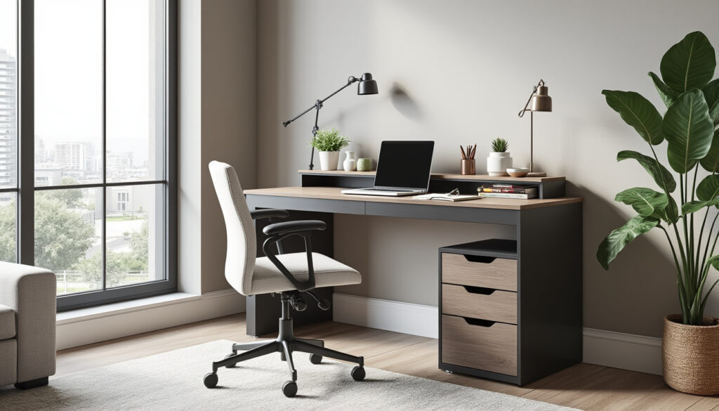 optimisez votre petit espace avec ce bureau multifonction d'ikea : design moderne, praticité et rangement malin pour un intérieur organisé et stylé.