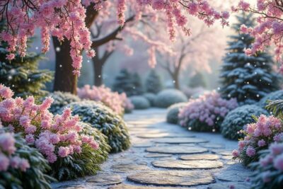 plongez dans un jardin d'hiver féérique, où les daphnés exhalent leurs parfums délicats et envoûtants pour une expérience sensorielle inoubliable.