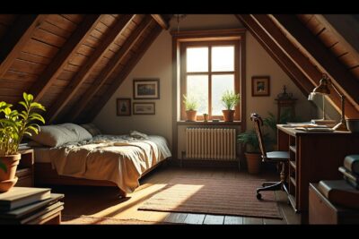 découvrez comment j'ai transformé un minuscule appartement de 9 m² sous les toits en un cocon accueillant : astuces pour supporter la chaleur, gérer l'étroitesse et illuminer un espace sombre, avec humour et créativité.