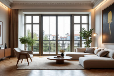 découvrez un appartement unique où le raffinement contemporain s’accorde parfaitement avec le charme intemporel du style haussmannien. l’alliance idéale pour une vie élégante et confortable au cœur de la ville.