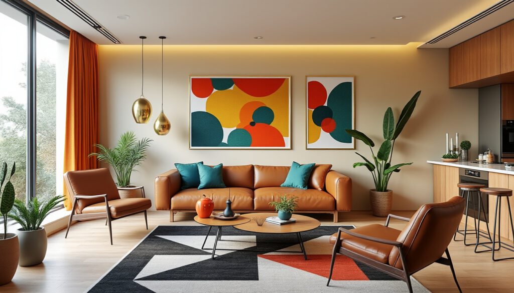 découvrez comment un appartement de 64m² revisite le style mid-century avec une élégance moderne, alliant lignes épurées, mobilier vintage et touches lumineuses pour un intérieur sophistiqué et chaleureux.