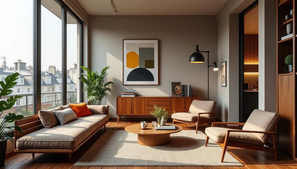 découvrez un appartement unique sous les toits du marais, sublimé par l'élégance intemporelle du style mid-century, alliant charme historique et design raffiné.