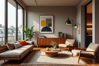 découvrez un appartement unique sous les toits du marais, sublimé par l'élégance intemporelle du style mid-century, alliant charme historique et design raffiné.