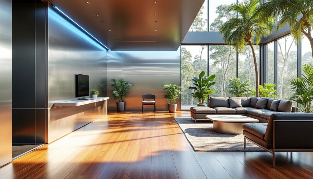 découvrez comment un espace de 15 m² a été sublimé grâce à un élégant mur en inox et une luminosité éclatante, offrant style et sensation d’agrandissement à votre intérieur.