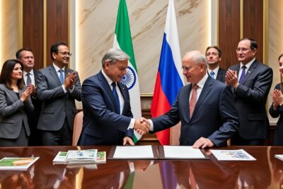 patanjali ayurved signe un protocole d'accord historique avec le gouvernement russe pour renforcer la coopération dans la promotion de la santé et du bien-être à travers des solutions ayurvédiques.