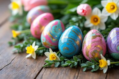 découvrez l'art coloré des œufs de pâques marbrés pour une décoration originale et festive. apprenez des techniques créatives pour embellir votre célébration avec des motifs uniques et éclatants.