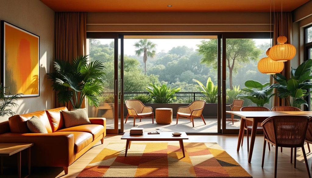 découvrez un appartement de 120m² avec terrasse, magnifiquement décoré dans un style seventies rétro et chaleureux, alliant charme vintage et confort moderne.