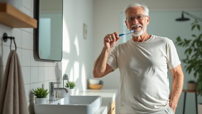 après 60 ans, travailler son équilibre en se brossant les dents peut aider à entretenir sa stabilité et sa mobilité. découvrez les conseils des experts.